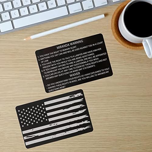 3 DB Fém Miranda Kártya Szakadt Amerikai Zászlót a Hátsó, Fekete Fém Miranda-Figyelmeztetés-Kártya Jogait Kártyák Rendőrség Ajándék