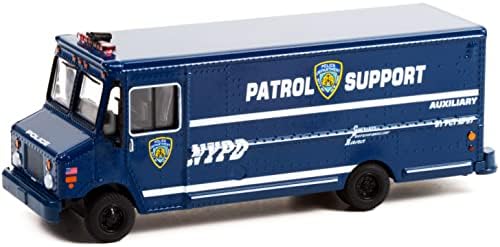 2019 Lépés Van Sötét Kék Kiegészítő Járőr Támogatja a New York-i Rendőrség (NYPD) H. D. Teherautók 1/64 Fröccsöntött Modell Autó