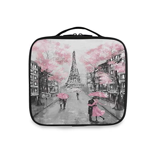 ALAZA Párizsi Eiffel-Torony Pár Rózsaszín Virágos Utazási Smink Vonat Esetben Ékszerek Utazás Szervező a Fiúk Lányok