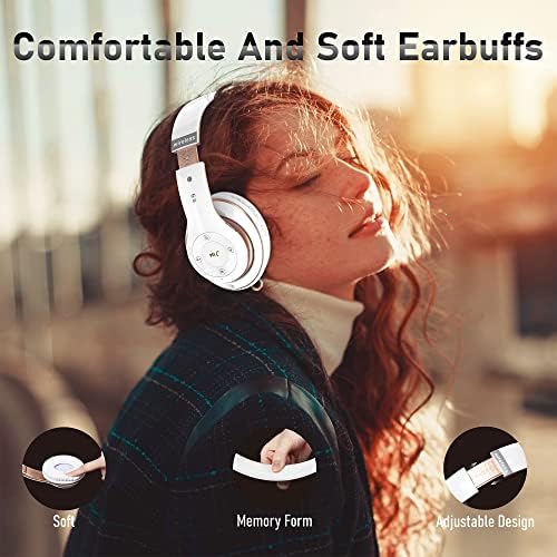 Bluetooth Fejhallgató Át Fül, 6S Összecsukható Vezeték nélküli Fejhallgató 6 EQ Mód, 40 Óra Játékidő HiFi Sztereó Fülhallgató Mikrofon,