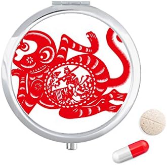 Papercut Kína Kínai Zodiákus Majom Művészeti Tabletta Esetben Zsebében Gyógyszer Tároló Doboz, Tartály Adagoló