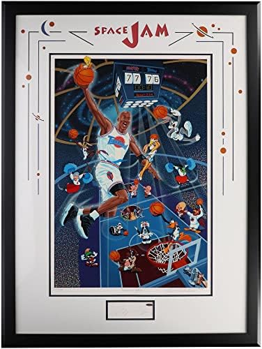 Michael Jordan Chicago Bulls Keretes 35 x 40 Space Jam Promo Poszter Autogramot Cut - Felső szint - Dedikált NBA-Fotók