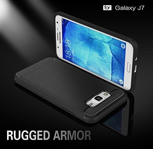 Galaxy J7 az Esetben, HualuBro [karcálló] Szénszálas Slim Sokk Elnyelő TPU Vékony Lökhárító Telefon Védő burkolata Samsung Galaxy