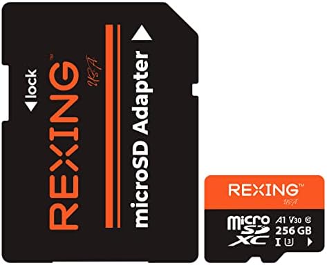 RexingUSA 256 gb-os microSDXC UHS-3 4K-s, Full HD Videó Nagy Sebességű Átvitel Ellenőrző SD Kártya Adapter Dash Kamerák, Megfigyelő