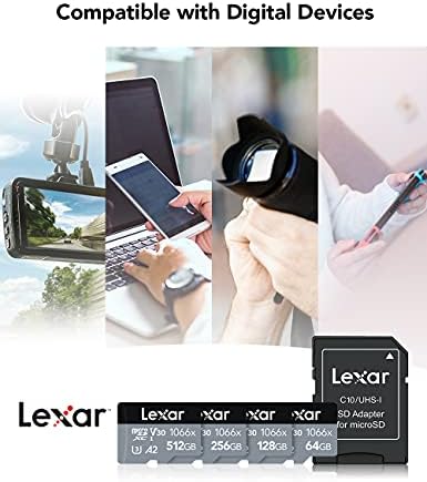 Lexar Professional 1066x 512 gb-os microSDXC UHS-én Kártya w/ SD Adapter, C10, U3, V30, A2, Full HD, 4K UHD, Akár 160MB/s