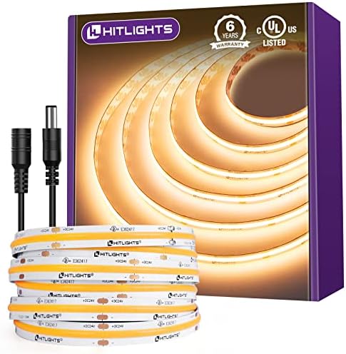 HitLights COB LED Szalag Lámpa Készlet, Meleg Fehér 2700K 16.4 FT DC 24V, 2560LEDs UL / LED Szalag Fény 2Pin 10mm LED Szalag Lámpa