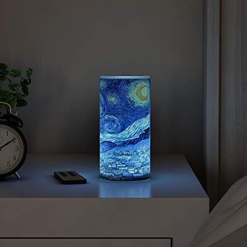 Pazar Otthona 80-FC1008 LED Csillagos Éjszaka Gyertya Távirányító Időzítő Van Gogh Művészete a Vanília Illatú Reális Villogó