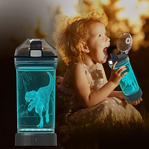 Lightzz Gyerekek vizes Palackot a 3D-s Izzó Dinoszaurusz LED - 14 OZ BPA Mentes Tritan - Kreatív Ideális Utazási Kupa Dinoszaurusz