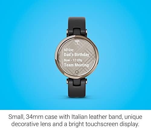 Garmin Lily™, Kis Smartwatch Érintőképernyős, illetve Lencse Mintás, Könnyű Arany Fekete Bőr szíj, 1 inch