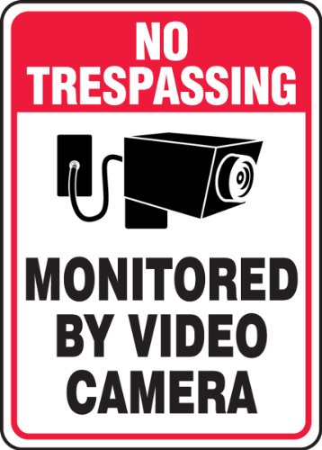 Accuform MASE900VP Műanyag Biztonsági Jel,tilos az ÁTJÁRÁS által Felügyelt Videó Kamera Grafikus, 10 Hossz x 7 Széles x 0.055 Vastag,
