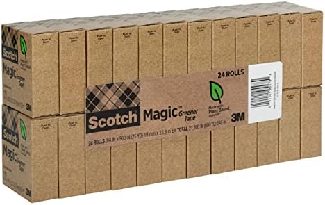 Scotch Magic Zöldebb Szalag, 24 Tekercs, Nagy Ajándék Csomagolás, Számos Alkalmazások, Láthatatlan, tervezés, Javítás, 3/4 x 900 Cm, Dobozos