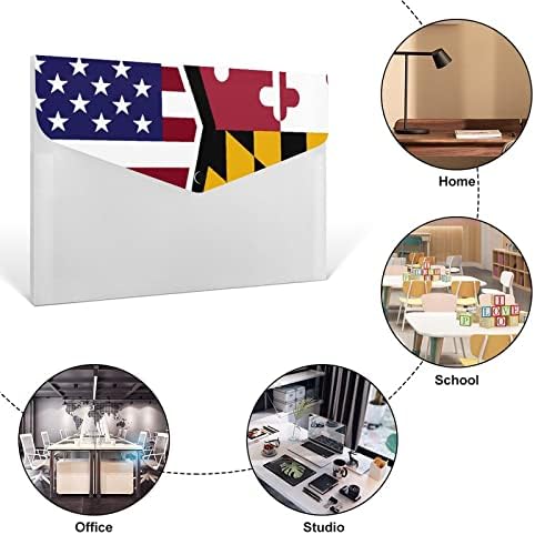 Amerikai Marylandi Állami Zászló Bővülő Fájl Mappa, Hordozható, 6 Zsebbel Accordian Fájl Jogosultja Papír Dokumentum Szervező