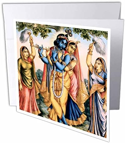 3dRose Lord Krishna, valamint Radha Hinduizmus Indiai Hindu Isten, Istennő. - Üdvözlő (gc-372736-5)