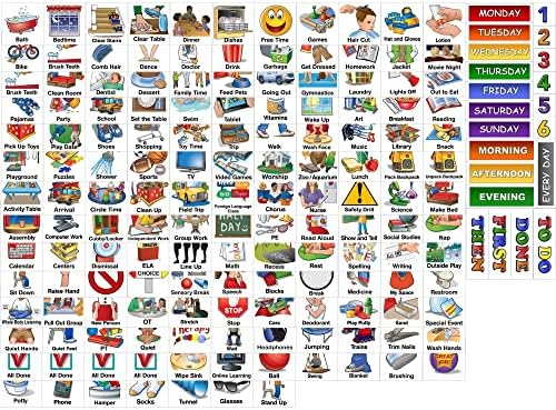 SchKIDules Vizuális Menetrend Ikonok : 171 Laminált Kártyák tépőzáras Tartalmazza
