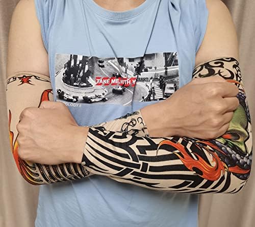 BULEFSEA 10 DB Ideiglenes Művészeti Tetoválás Ujjú, a Férfiak, mind a Nők Puha Rugalmasságát Fényvédő Csúszik a Hamis Tetkó