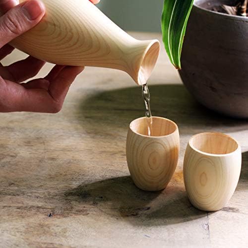 Japán Hagyományos, Fából készült Kedvéért Csésze, 2, Kézzel készített, Japánban Készült, Hinoki Japán Ciprus