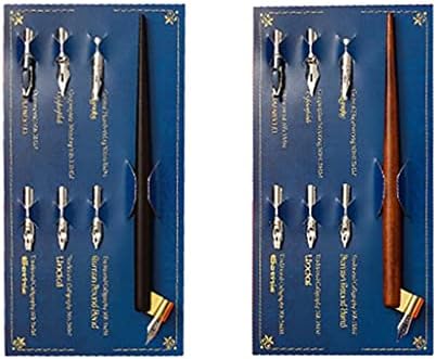 CXDTBH Fa Manga Kalligráfia Dip tolltartó+6 Csörge a Betűk Vonalvezetés Rajz Készlet Szökőkút toll (Szín : D)
