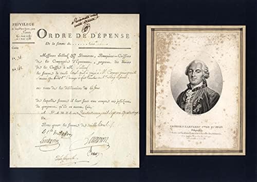 FRANCIA TERMÉSZETTUDÓS Georges Leclerc Comte de Buffon autográf, aláírt dokumentum & szerelt