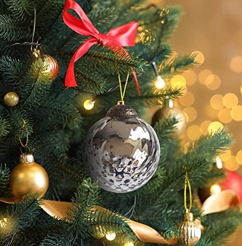 Készlet 4 Ezüst, Higany, Üveg Dísztárgyak (3.15 Antik Dombornyomott Labda) a Tökéletes Karácsonyi Fa, Lóg, Ünnepi Dekoráció, Ajándékok &