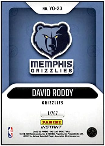 DAVID RODDY RC 2022-23 Panini Azonnali Év /76723 Grizzlies ÚJONC NM+-MT+ NBA Kosárlabda