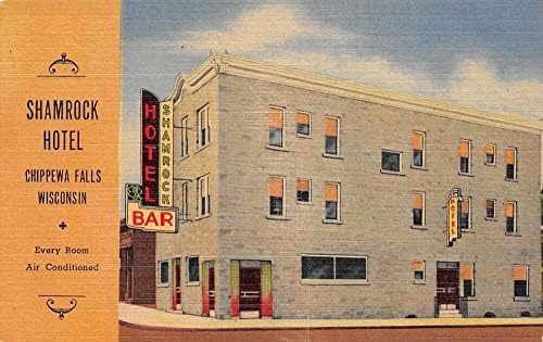 Chippewa Falls, Wisconsin Shamrock Hotel Színű Vászon Kártya Régi Képeslap U1741