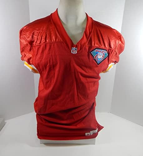 1994-ben a Kansas City Chiefs Üres Játék Kiadott Piros Mez 75 Javítás 44 DP32741 - Aláíratlan NFL Játék Használt Mezek