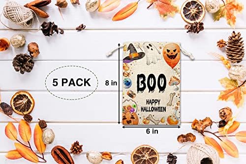 Halloween Zsákvászon Ajándék Táskák - Halloween Csokit vagy Csalunk Candy Szívességet Táskák - Szellem Boo Témájú Pamut Ajándék