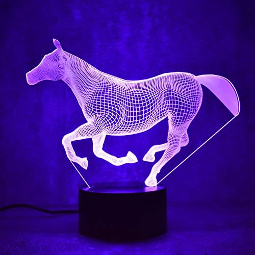 Jinnwell 3D Ló Állat Éjszakai Fény Lámpa Illúzió 7 Szín Megváltoztatása Érintse meg a Kapcsoló Táblázat Asztal Dekoráció Lámpa Led Karácsonyi