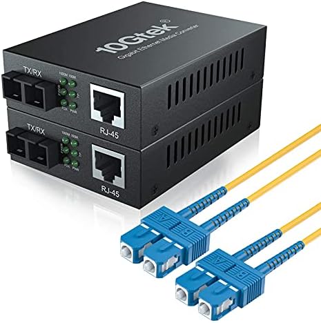 2 Csomag Gigabit Ethernet Média Konverter 1000Base-LX, hogy 10/100/1000Base-Tx, 1 Csomag 2M Optikai Patch Kábel