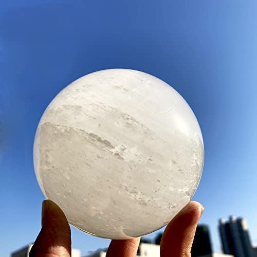 FEIXI 1.9 lb - 2.2 lb ?900g-1000g? Természetes Jég Kontinens Kő Kalcit Fehér Kristály Gömb Energia Kő Gyógyító Gömb Dekoráció