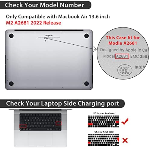HOHAIYOO Kompatibilis 2022 MacBook Air 13.6 hüvelyk Esetben M2 A2681 a Touch ID Nehéz Nyomtatás Esetében Mac Air 13.6 inch,