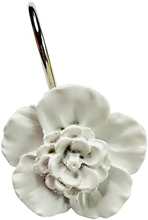 Fehér Virág zuhanyfüggöny Horgok 12 Haza Divat Dekoratív Rozsda Bizonyíték, Fehér Virág, zuhanyfüggöny Horgok