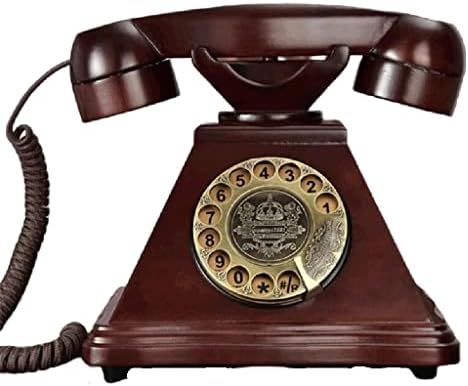 MJWDP Antik Forgó Tárcsa Vezetékes Telefon Európai Tömör Fa, Retro Vezetékes Telefon, Otthoni Irodai Telefonok