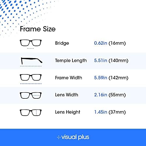 Vizuális Plusz Kék Fény Blokkoló Téglalap alakú Szemüvege a Férfiak, mind a Nők 2-pack (Tiszta, Teknős)