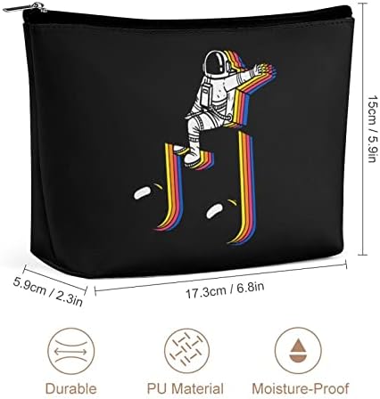 Tér Űrhajós Zenei Megjegyzés PU Bőr Smink Táska Utazási Kozmetikai Tok Nagy Kapacitású Hordozható Toalett Táska Kiegészítők