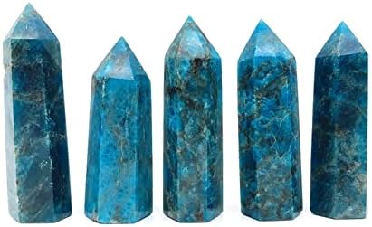 SHITOU2231 5DB Természetes Kék Apatite Pont Hatszögű Kristály Torony Gyógyító Kő Energia Kő, Természetes Kövek, Ásványok