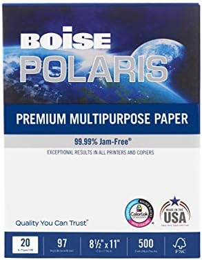 BOISE POLARIS Prémium Többcélú másolópapír, 8,5 x 11 Levelet, 97 Fényes Fehér, 20 lb., 10 Csomag Doboz (5000 Lapot)