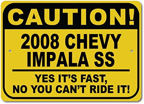 2008 08 Chevy Impala SS Figyelem Gyors Autó Alá, Fém Újszerű Jele, Barlang Fali Dekor, Garázs Jel - 10x14 cm