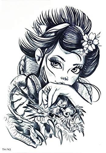 PARITA Nagy, Tetoválás Lány Gésa japán Harcos Sárkány Rajzfilm Matrica Víz Transzfer Hamis Tetkó 3D Vízálló Ideiglenes Művészeti Szervezet