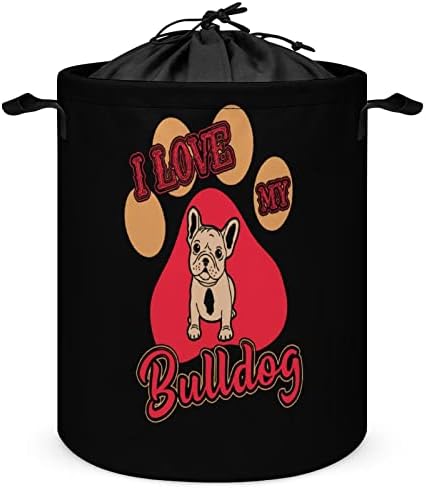 Szeretem A Bulldog Összecsukható Kosárban Nagy Szennyesben Könnyű Tároló Kosár Játék Szervező fogantyúval