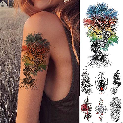 Létra Fa Ideiglenes Tetoválás Matrica Flash Vízálló Tatto Pók Rose Kard Hableány Test Művészeti Kar Hamis Tetoválás A Nők, Férfiak