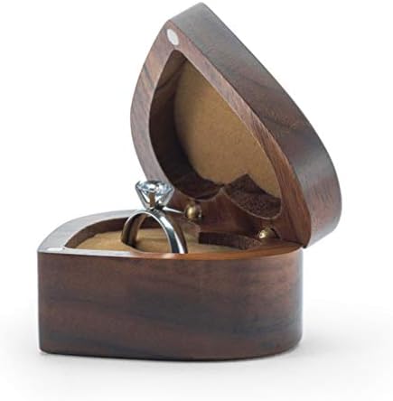 TOPBATHY Fekete Dió Fa Eljegyzési Gyűrű, Doboz, Régi, Tömör Fából készült Szív Alakú Gyűrűt Doboz Javaslat Esküvő