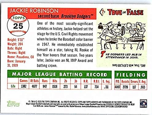 2020 Topps Archives 25 Jackie Robinson NM-MT Dodgers