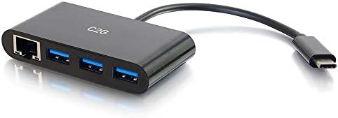 C2G USB-C/Thunderbolt-3 Gigabit Ethernet RJ45, 3 x USB-A 3.0 Laptop Adapter Hub, amely Alkalmas a MacBook Pro, iMac, a Google
