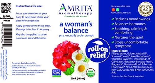 Amrita Aromaterápia Egy Nő Egyensúly Roll-On Megkönnyebbülés, Szerves, Természetes Időszak Megkönnyebbülés, Krém Alap Bergamott,