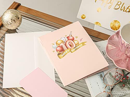 Liif Boldog 10. Születésnapi Kártya, 10 Éves Születésnapi Kártya, 3D-s Üdvözlő felugró Szülinapi Kártyát, Lány, Unoka, Rózsaszín,