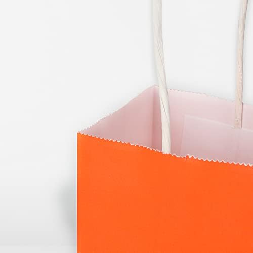 Minden 100 Csomag Apró, Fehér & Orange Kraft Papír Ajándék Táskák Kezeli Ömlesztett