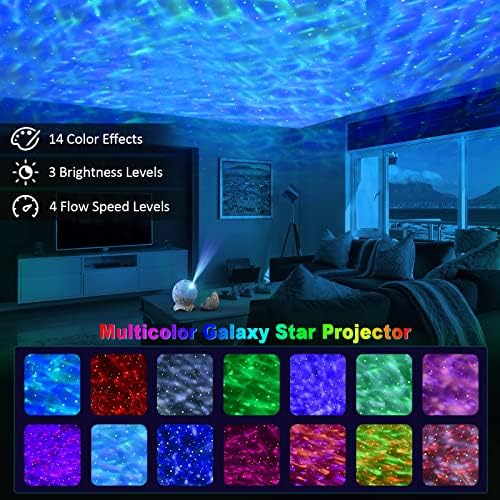 Csillag Projektor Galaxy Éjjeli Lámpa Projektor,Távirányító & Fehér Zaj Bluetooth Hangszóró,14 Színek LED Éjszakai Világítás-Köd Lámpa,
