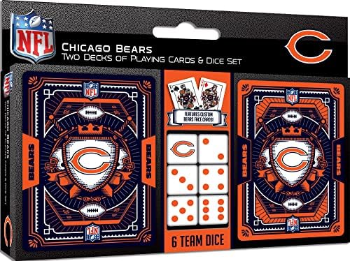 Remekművek Játék Nap - NFL Chicago Bears 2 Csomag Kártya & Dice Pack - Hivatalosan Engedélyezett Meghatározott Felnőttek számára,