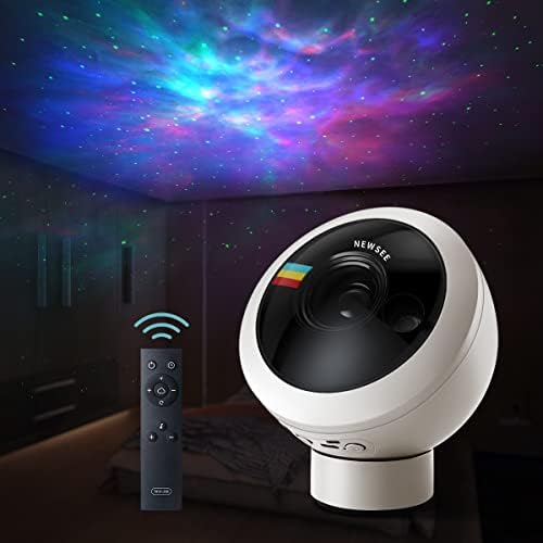 NEWSEE Északi Fény Csillag Projektor,Vezeték nélküli, Hordozható, Akkumulátoros Galaxy Projektor Éjszakai Fény,Bluetooth Hangszóró,Fehér